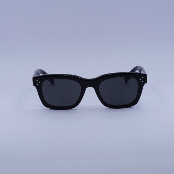 Celine CL40232I 01A Sunglasses Shiny Black Rectangle Frame, Smoke Lenses - Picture 2 of 11